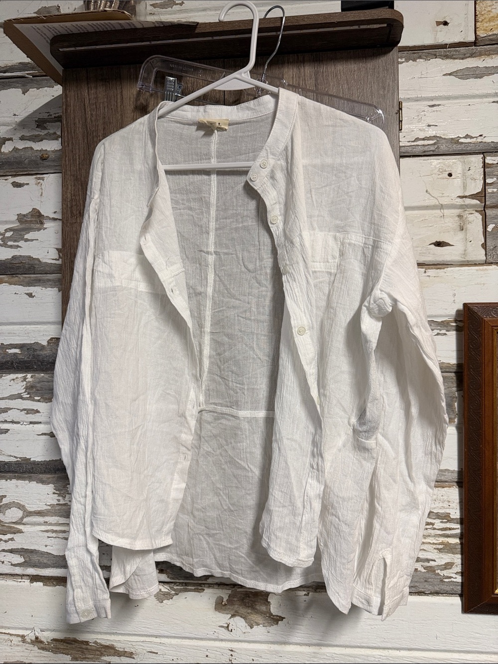 POL White Lightweight Linen Shirt Jacket